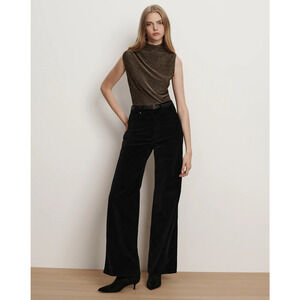 Veronica Beard Black Taylor Velvet denim wide leg jeans 30